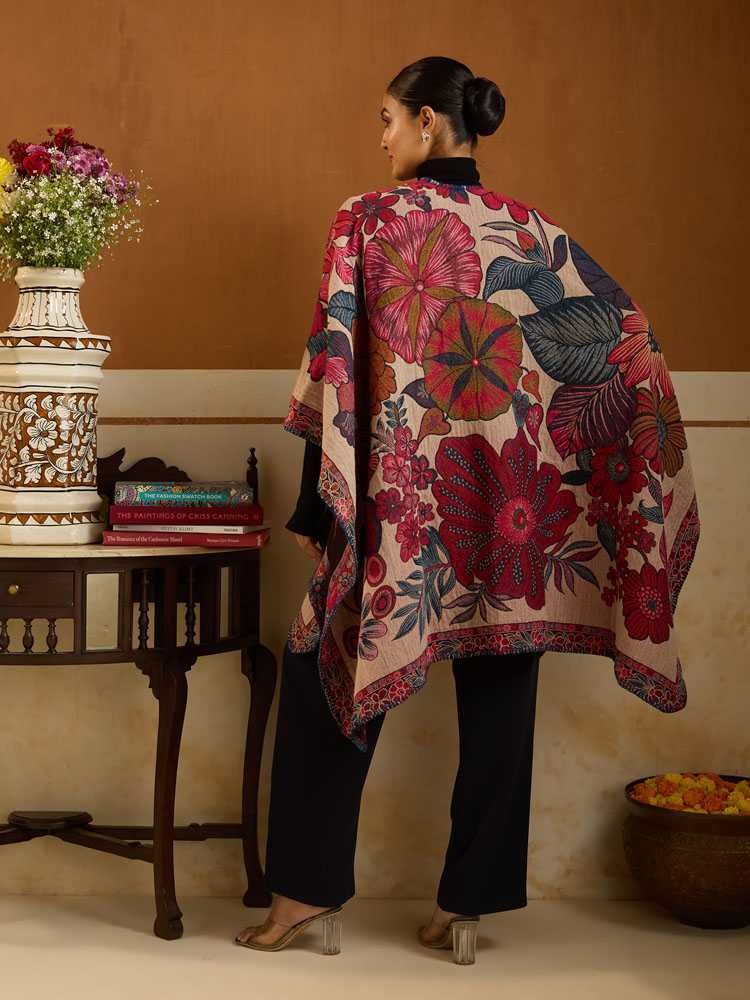 ImageFloral Grande Boho Cape – Multi, Beige