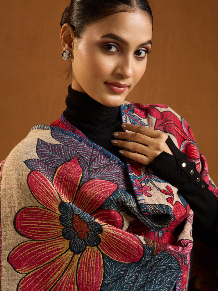 ImageFloral Grande Boho Cape – Multi, Beige