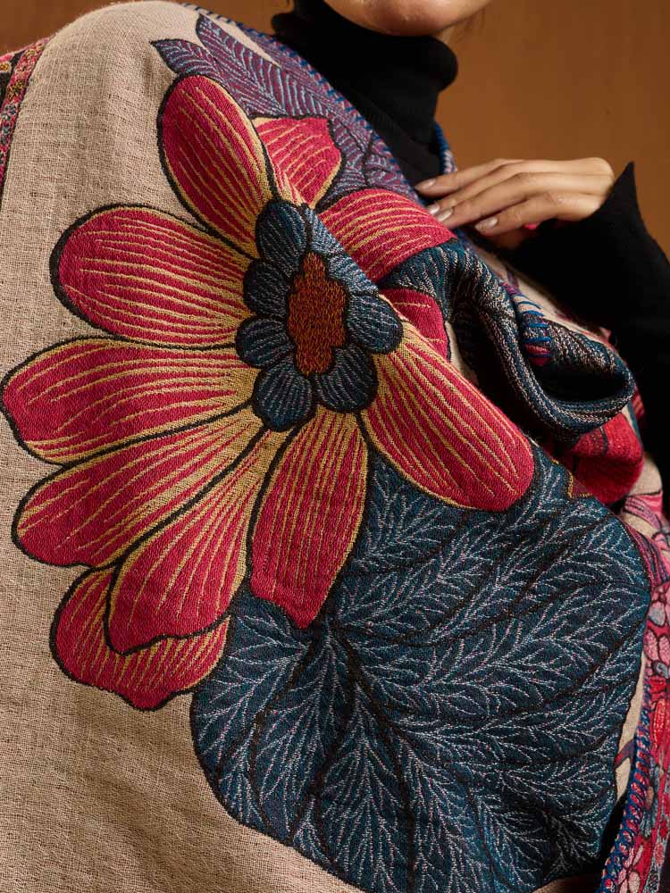 ImageFloral Grande Boho Cape – Multi, Beige