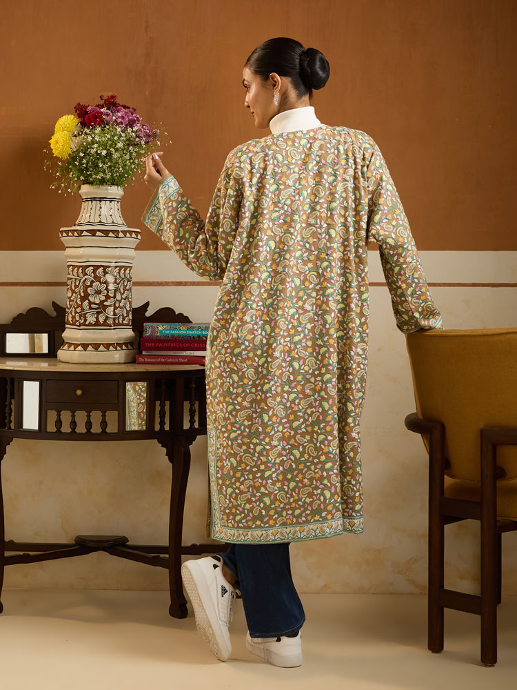 ImageAri Jaaldar Hand Emb Phiran – Almond, Mint