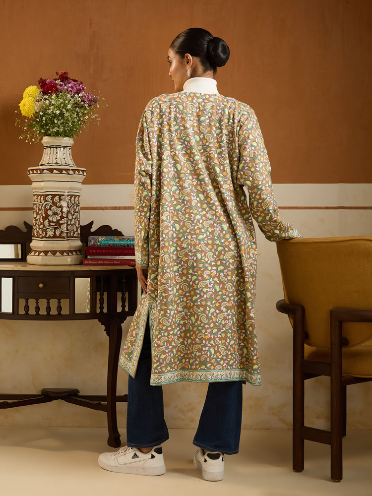 ImageAri Jaaldar Hand Emb Phiran – Almond, Mint