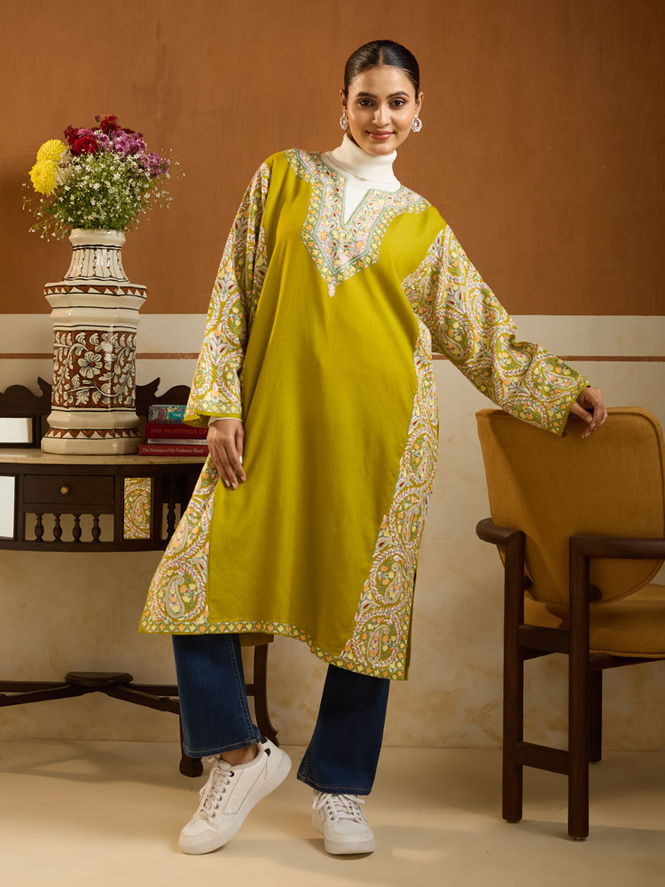 ImageOlea Paisley Ari Wool Phiran – Moss Green