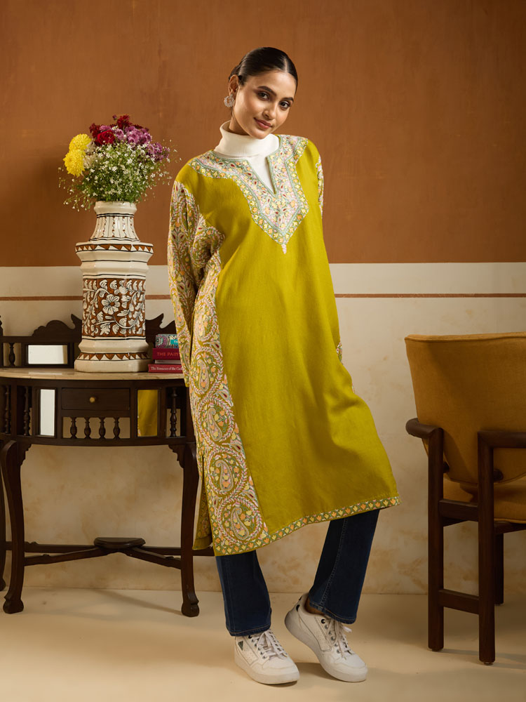 ImageOlea Paisley Ari Wool Phiran – Moss Green