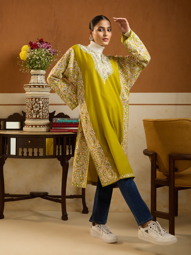 ImageOlea Paisley Ari Wool Phiran – Moss Green