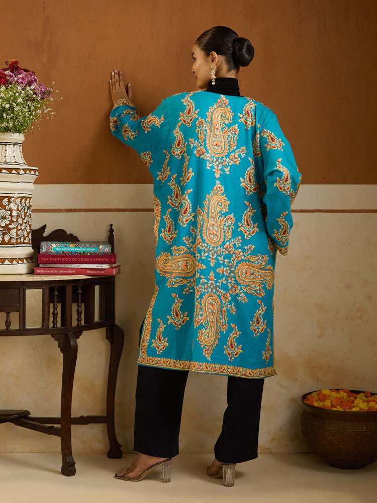 ImageKaya Paisley Ari Wool Phiran – Topaz Blue