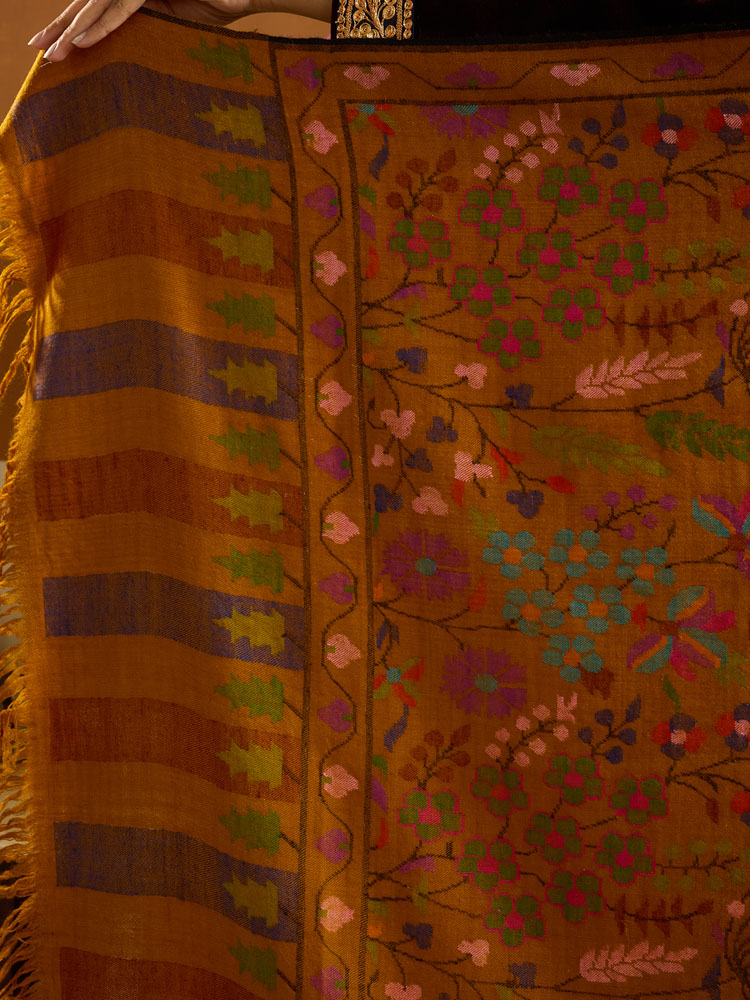 ImageUpavan Handloom Kani Pashmina Shawl – Autumn Gold