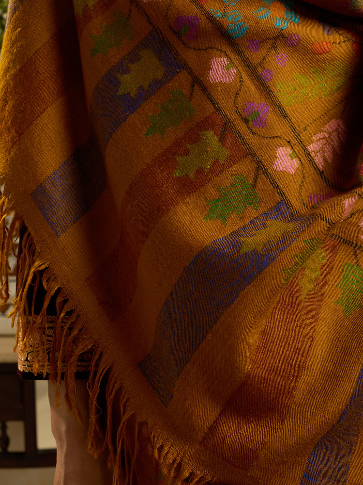 ImageUpavan Handloom Kani Pashmina Shawl – Autumn Gold