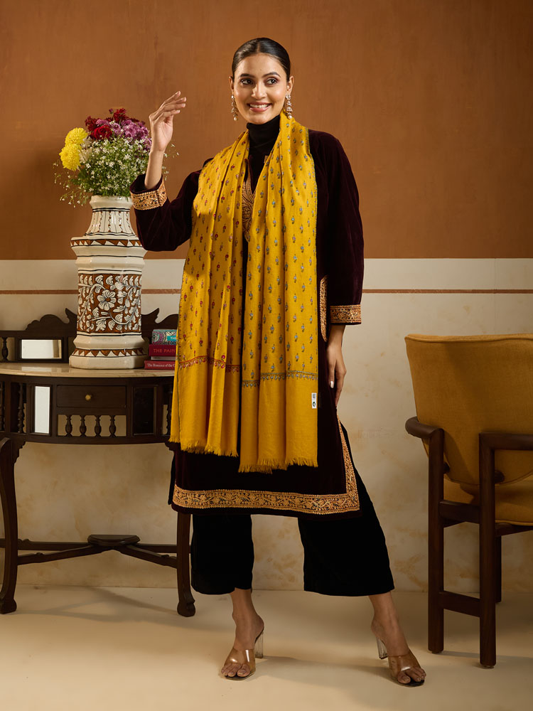 ImageMach Buti Aksi Pashmina Stole – Harvest Mustard