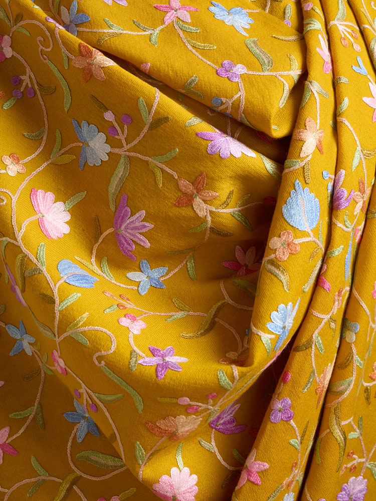 ImageAri Jaaldaar Hand Embroidery Shawl – Honey Gold