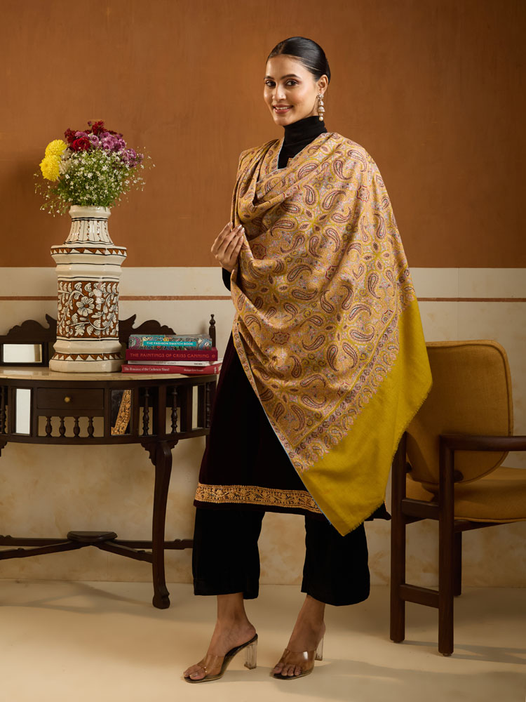 ImageTambeer Jama Handloom Pashmina Shawl – Honey Mustard