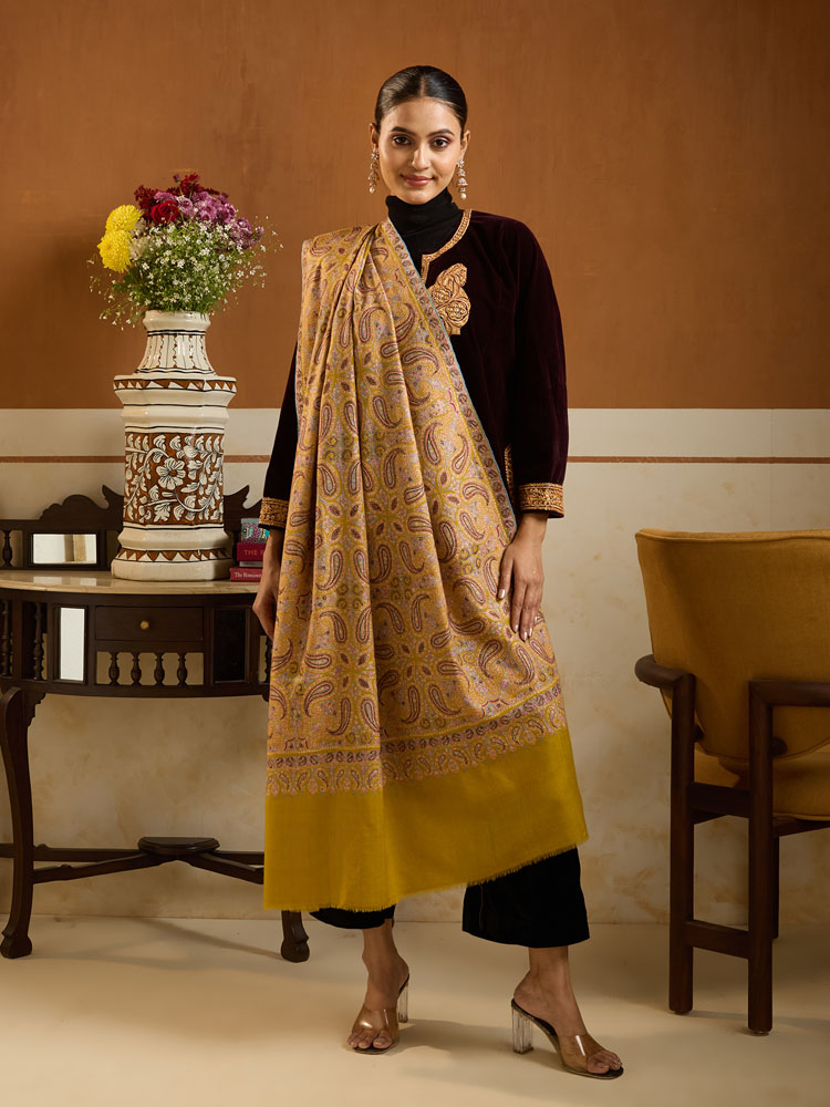ImageTambeer Jama Handloom Pashmina Shawl – Honey Mustard