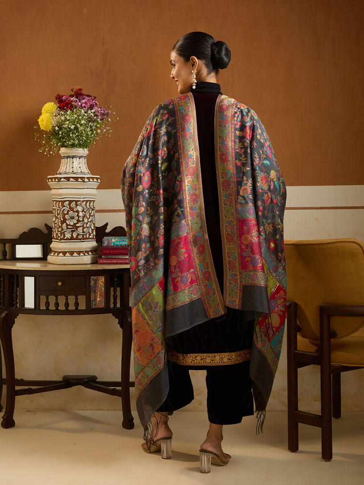 ImagePhool Jaal Fine Silk Dupatta – Smoke, Multi