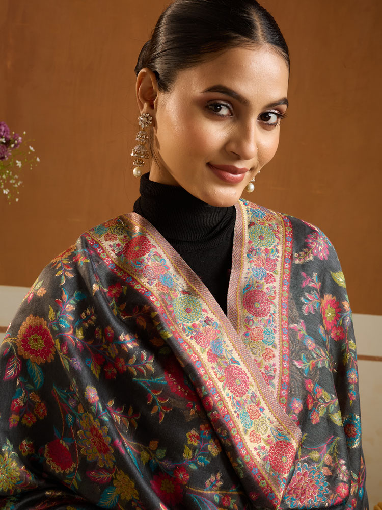 ImagePhool Jaal Fine Silk Dupatta – Smoke, Multi