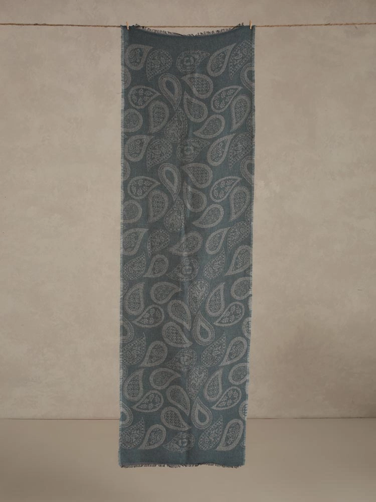 ImageBoho Paisley Wooly Blend Stole – Pewter Blue