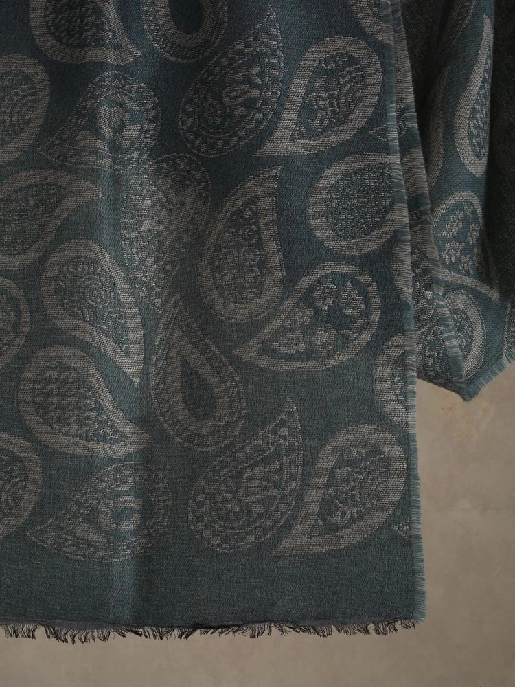 ImageBoho Paisley Wooly Blend Stole – Pewter Blue