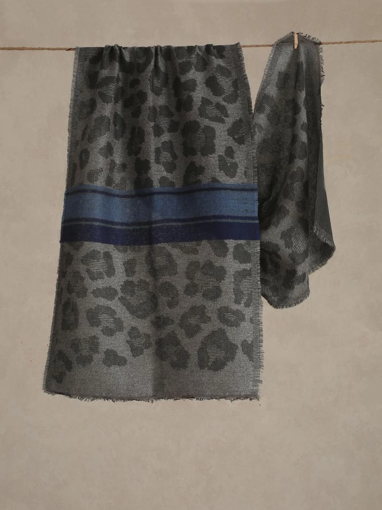 ImageTono Animal Weaves Wooly Blend Stole – Steel Grey