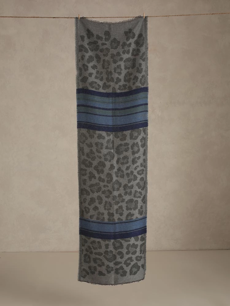 ImageTono Animal Weaves Wooly Blend Stole – Steel Grey