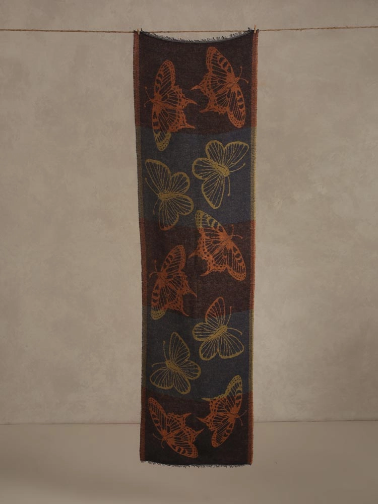 ImageButterfly Weaves Wooly Blend Stole – Rust, Grey