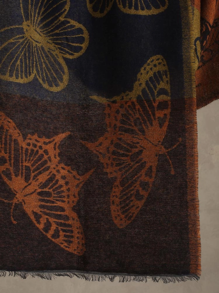 ImageButterfly Weaves Wooly Blend Stole – Rust, Grey