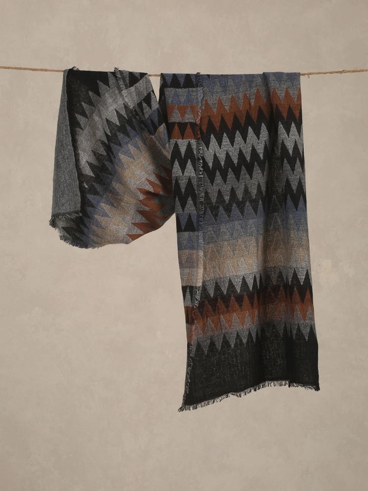 Elda Weaves Lambswool Stole - Midnight Multi