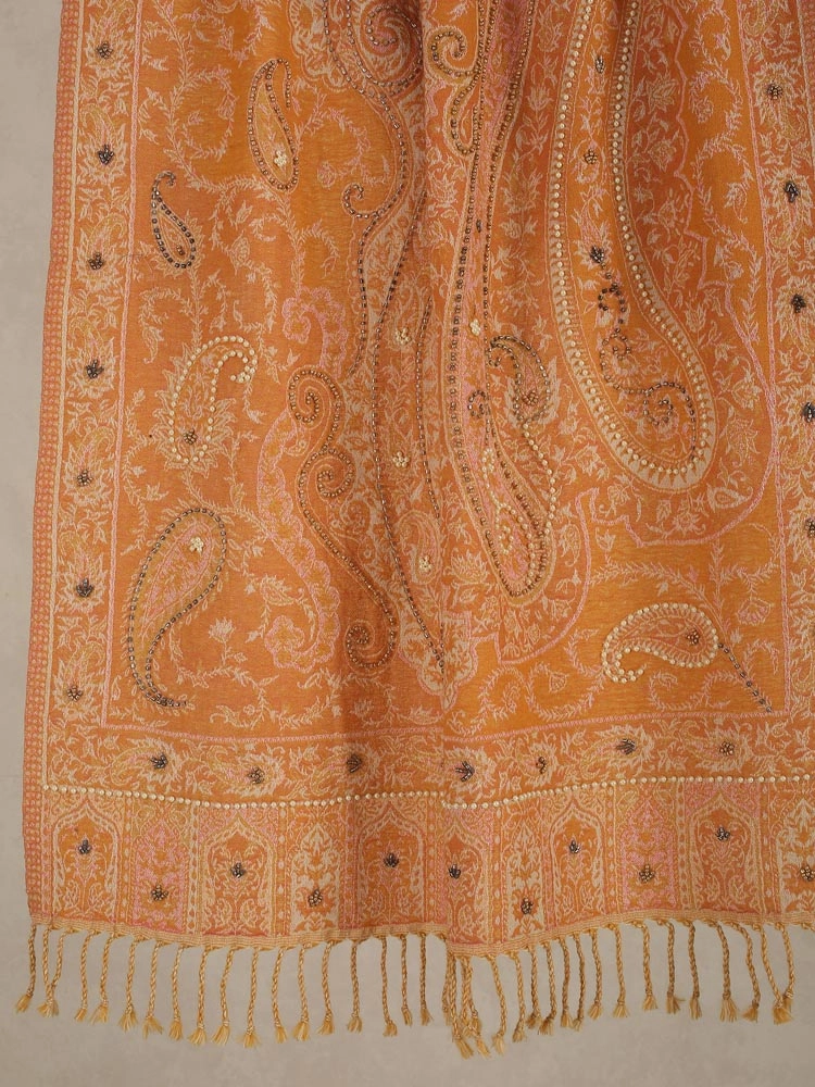 ImageRuma Paisley Merino Wool Hand Emb Wrap – Merigold