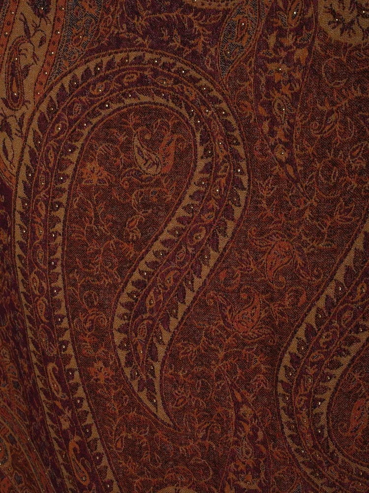 ImageRina Paisley Hand Emb Merino Wool Wrap – Burnt Rust