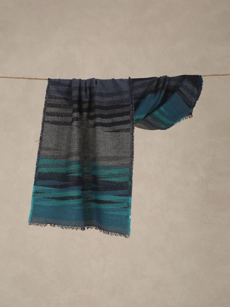 ImageNordline Weaves Lambswool Stole – Teal, Grey