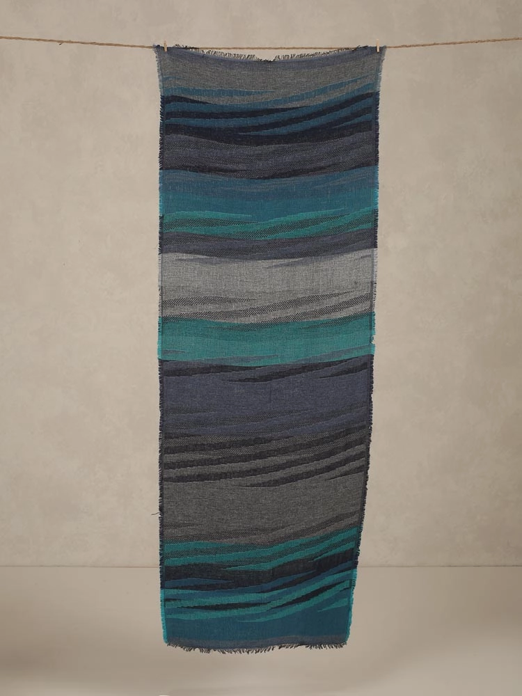 ImageNordline Weaves Lambswool Stole – Teal, Grey