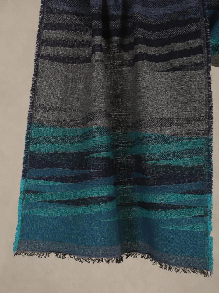 ImageNordline Weaves Lambswool Stole – Teal, Grey