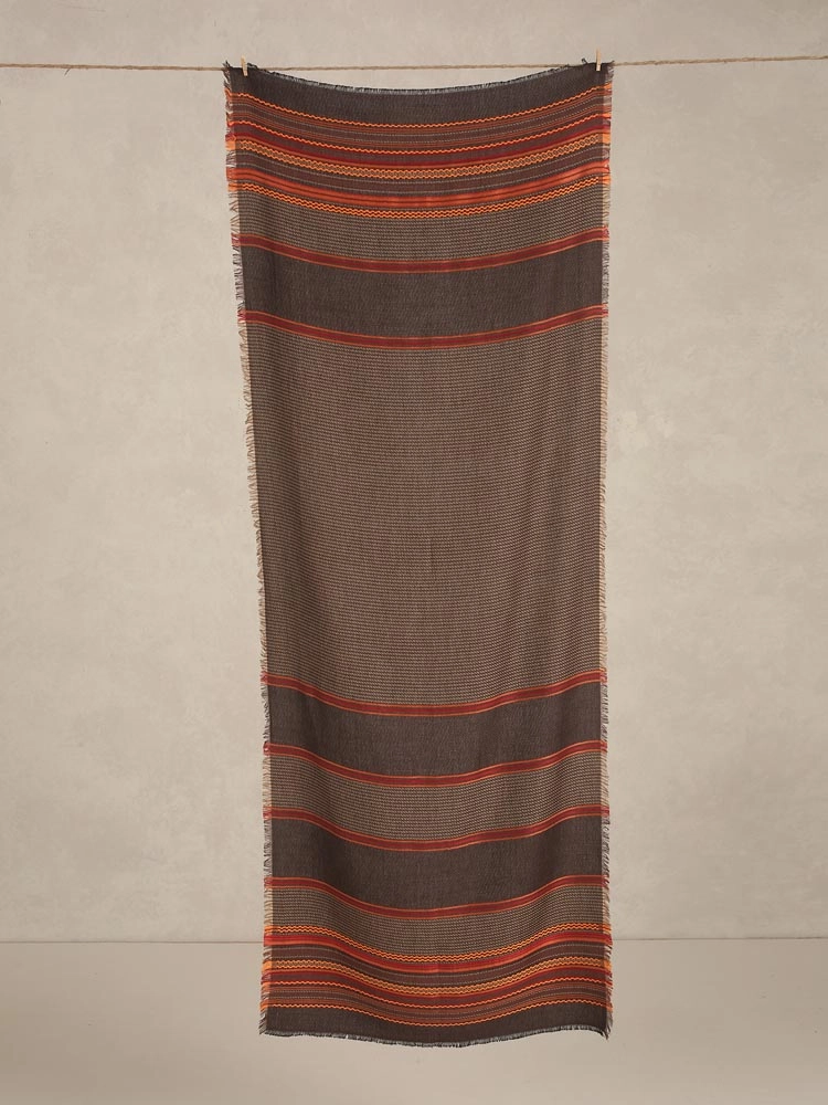 ImageAxis Stripes Wool Blend Stole – Espresso Brown
