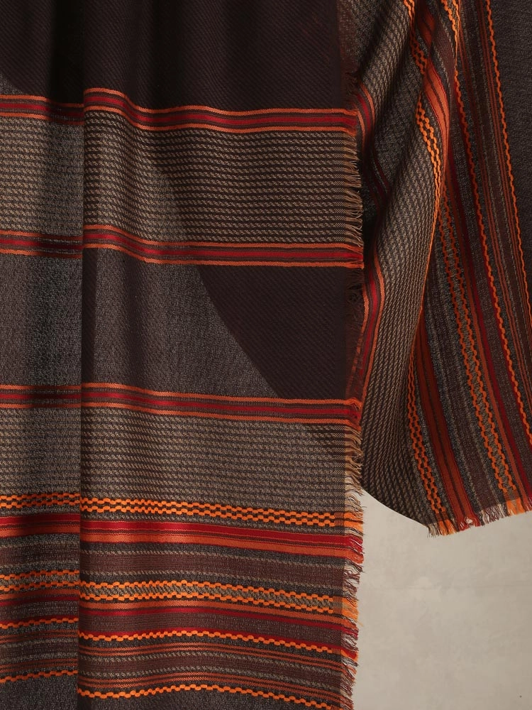 ImageAxis Stripes Wool Blend Stole – Espresso Brown
