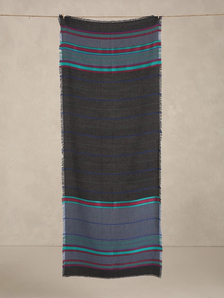 ImageAxis Stripes Wool Blend Stole – Electric Blue
