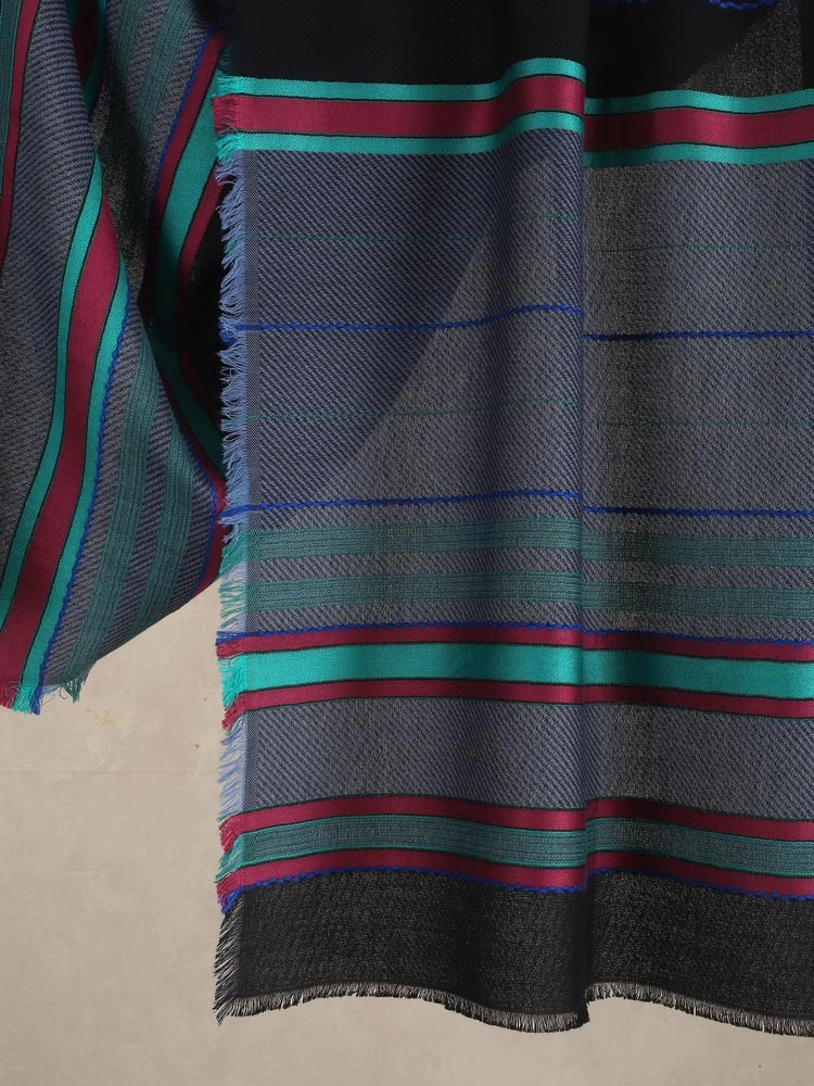 ImageAxis Stripes Wool Blend Stole – Electric Blue