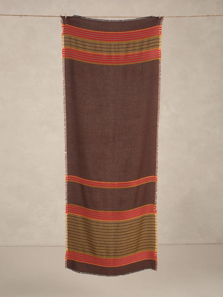 ImageAxis Stripes Wool Blend Stole – Mustard, Brown