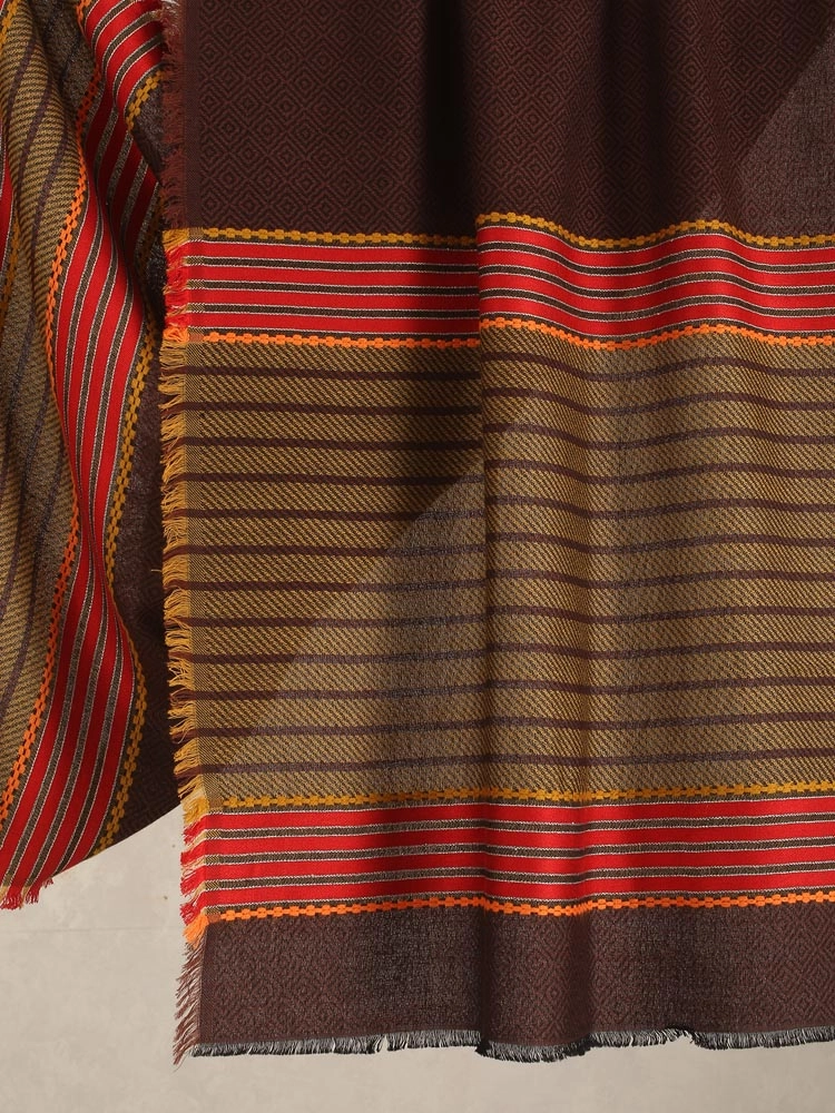 ImageAxis Stripes Wool Blend Stole – Mustard, Brown