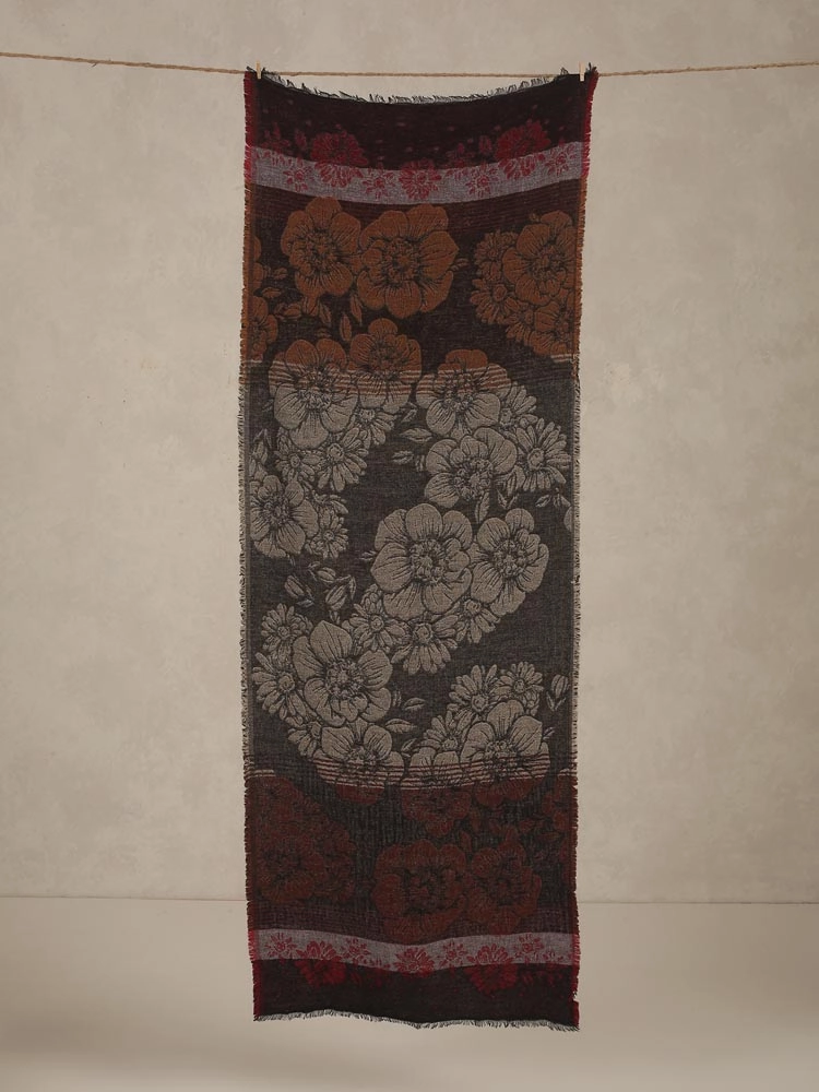 ImageFlora Weaves Lambswool Stole – Brown, Multi