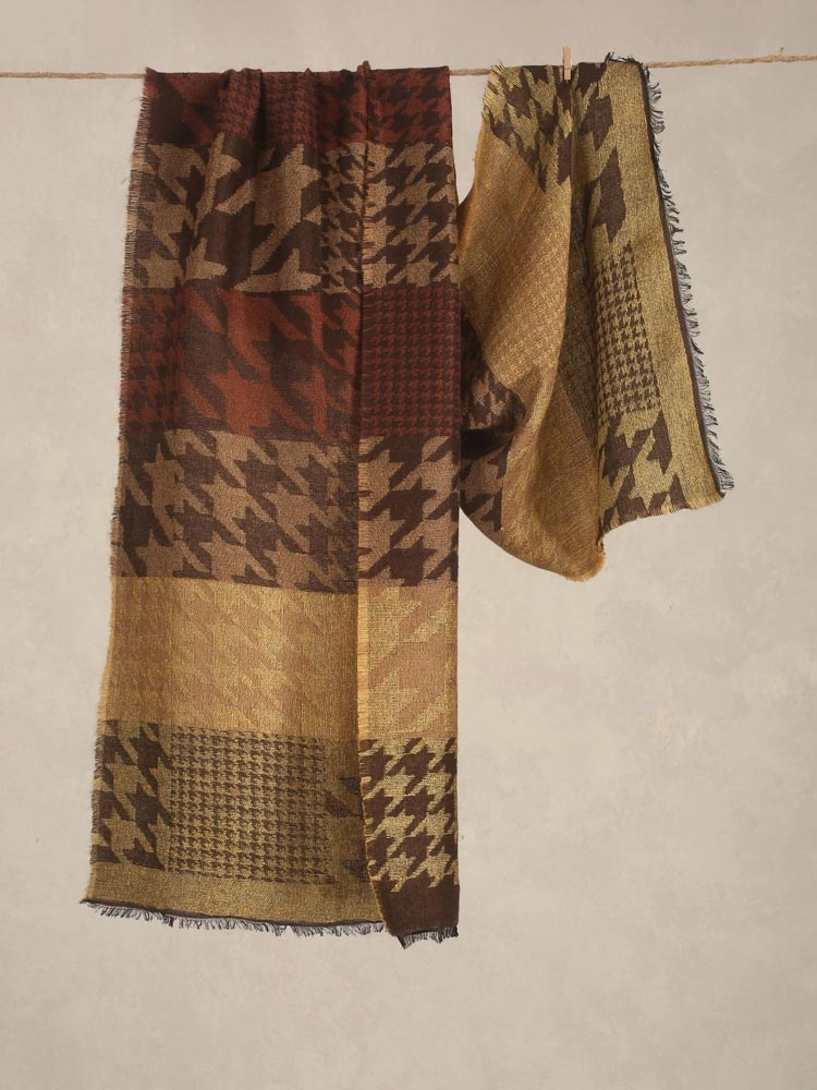 ImageKern Houndstooth Wooly Blend Stole – Amber Brown