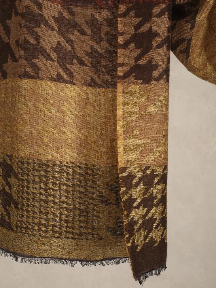 ImageKern Houndstooth Wooly Blend Stole – Amber Brown
