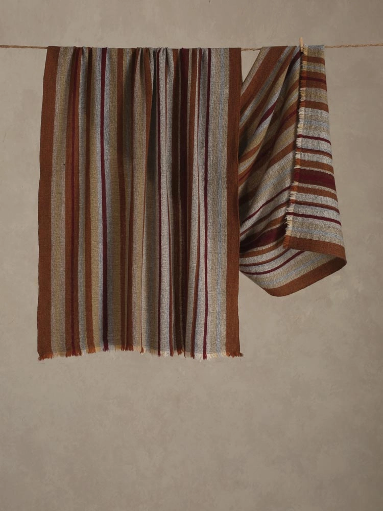 ImageMwendo Stripes Lambswool Stole – Earthy Brown