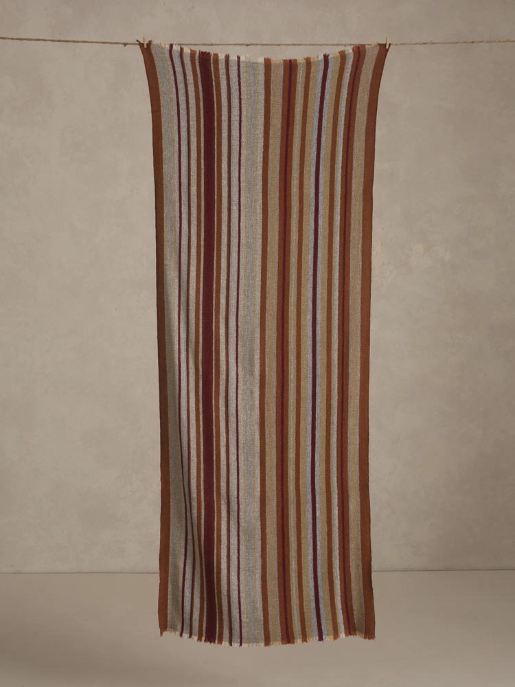 ImageMwendo Stripes Lambswool Stole – Earthy Brown