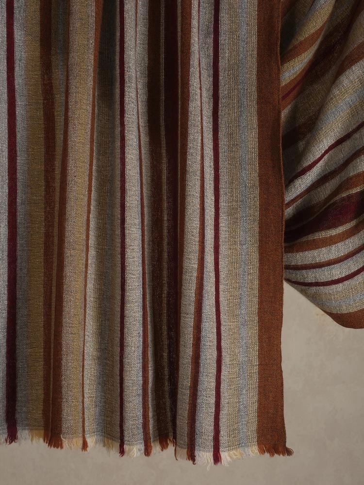 ImageMwendo Stripes Lambswool Stole – Earthy Brown
