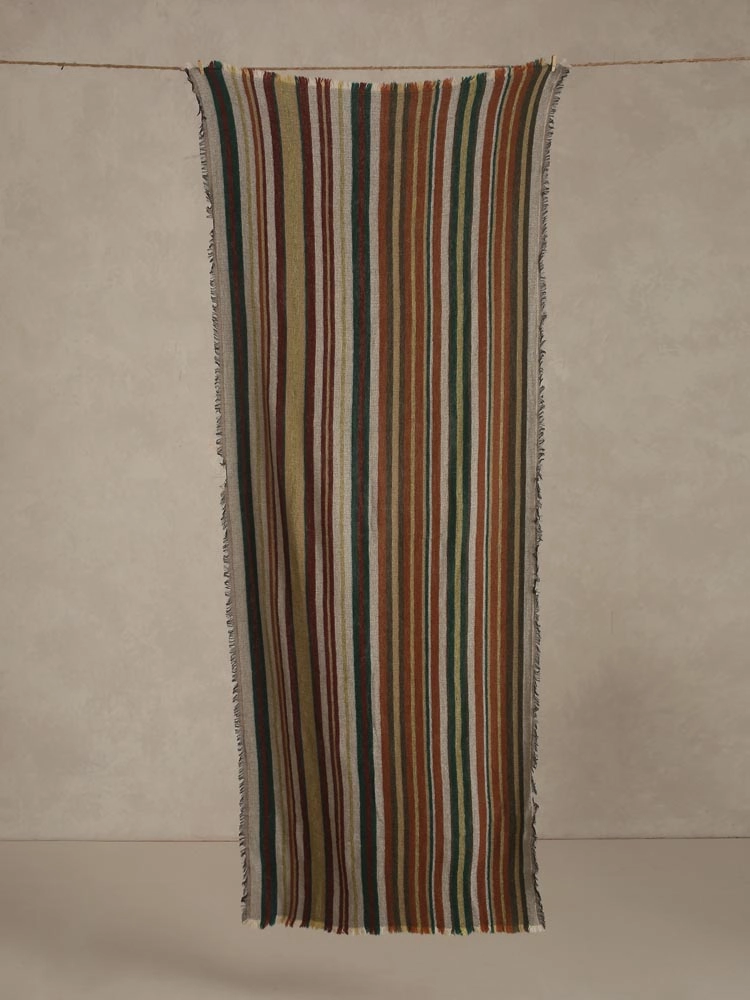 ImageMwendo Stripes Lambswool Stole – Autumn Green
