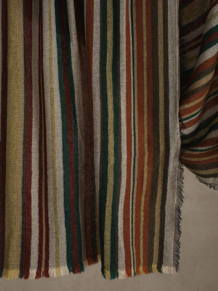 ImageMwendo Stripes Lambswool Stole – Autumn Green