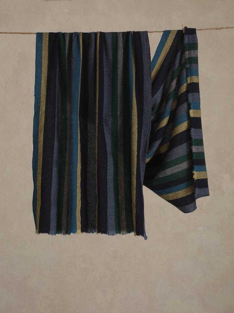 ImageMwendo Stripes Lambswool Stole – Cobalt, Navy