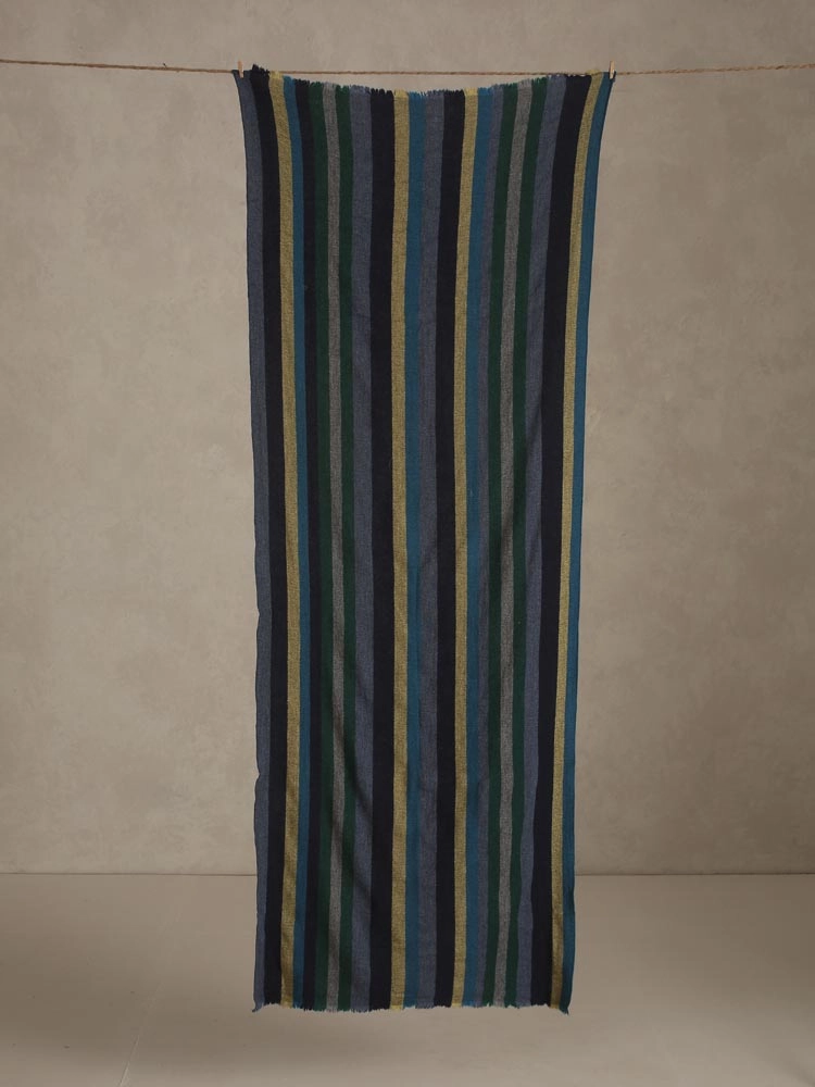 ImageMwendo Stripes Lambswool Stole – Cobalt, Navy