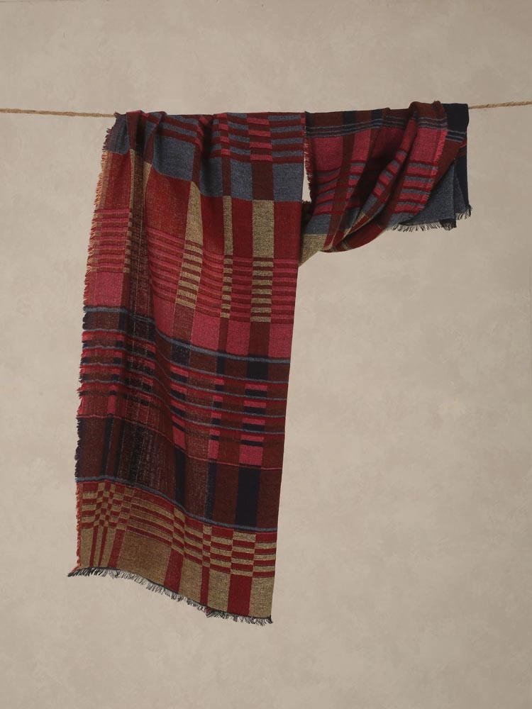 ImageKoro Weaves Lambswool Stole –  Cherry, Multi