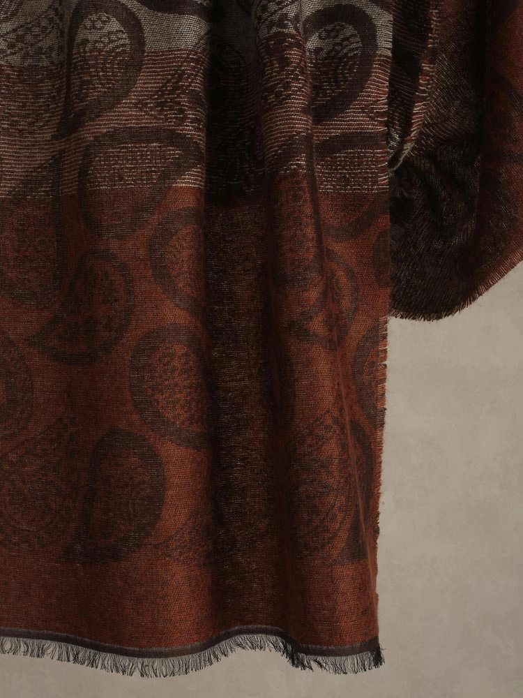 ImageBoho Paisley Wooly Blend Stole – Chocolate, Silver