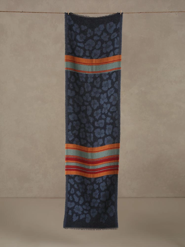 ImageTono Animal Weaves Wooly Blend Stole – Jeans Navy