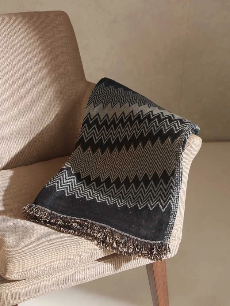 ImageEbbe Chevron Weave Sofa Throw – Navy