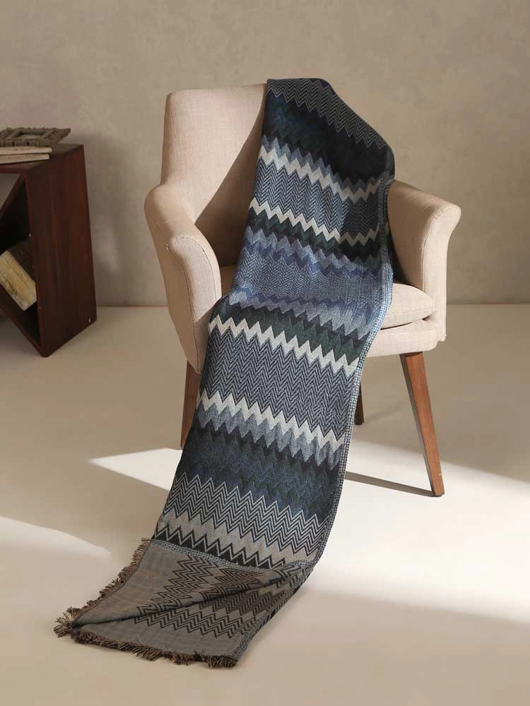 ImageEbbe Chevron Weave Sofa Throw – Navy